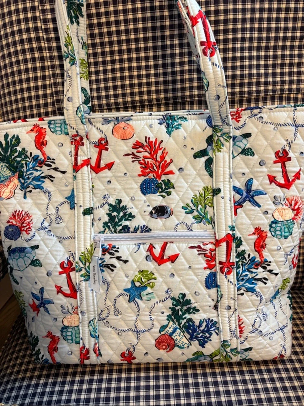 Vera Bradley “anchors away” White Quilted Tote with Nautical Sea Life Print - Picture 6 of 9